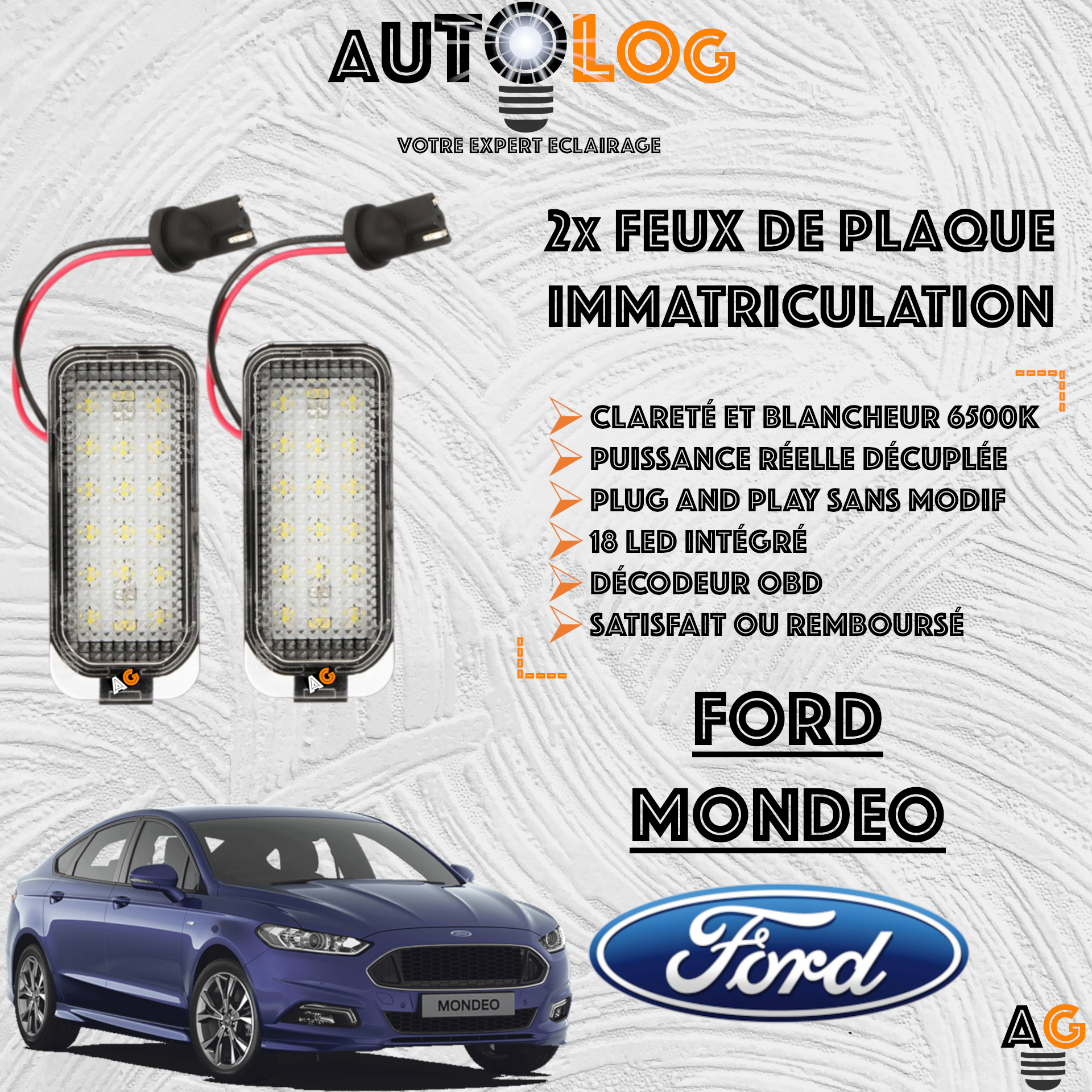 Feux Plaque d'immatriculation LED FORD MONDEO IV