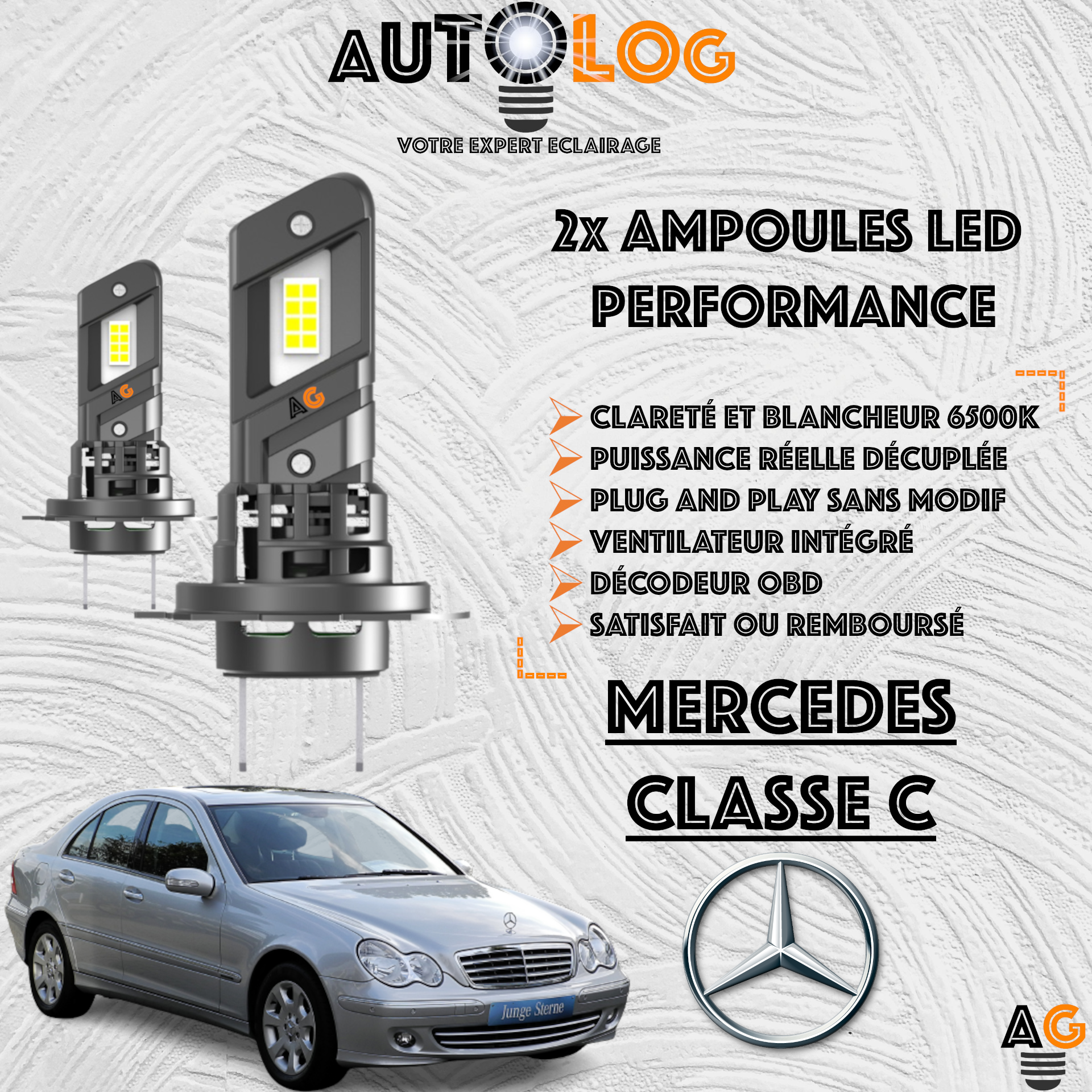 KIT AMPOULE LED MERCEDES CLASSE C