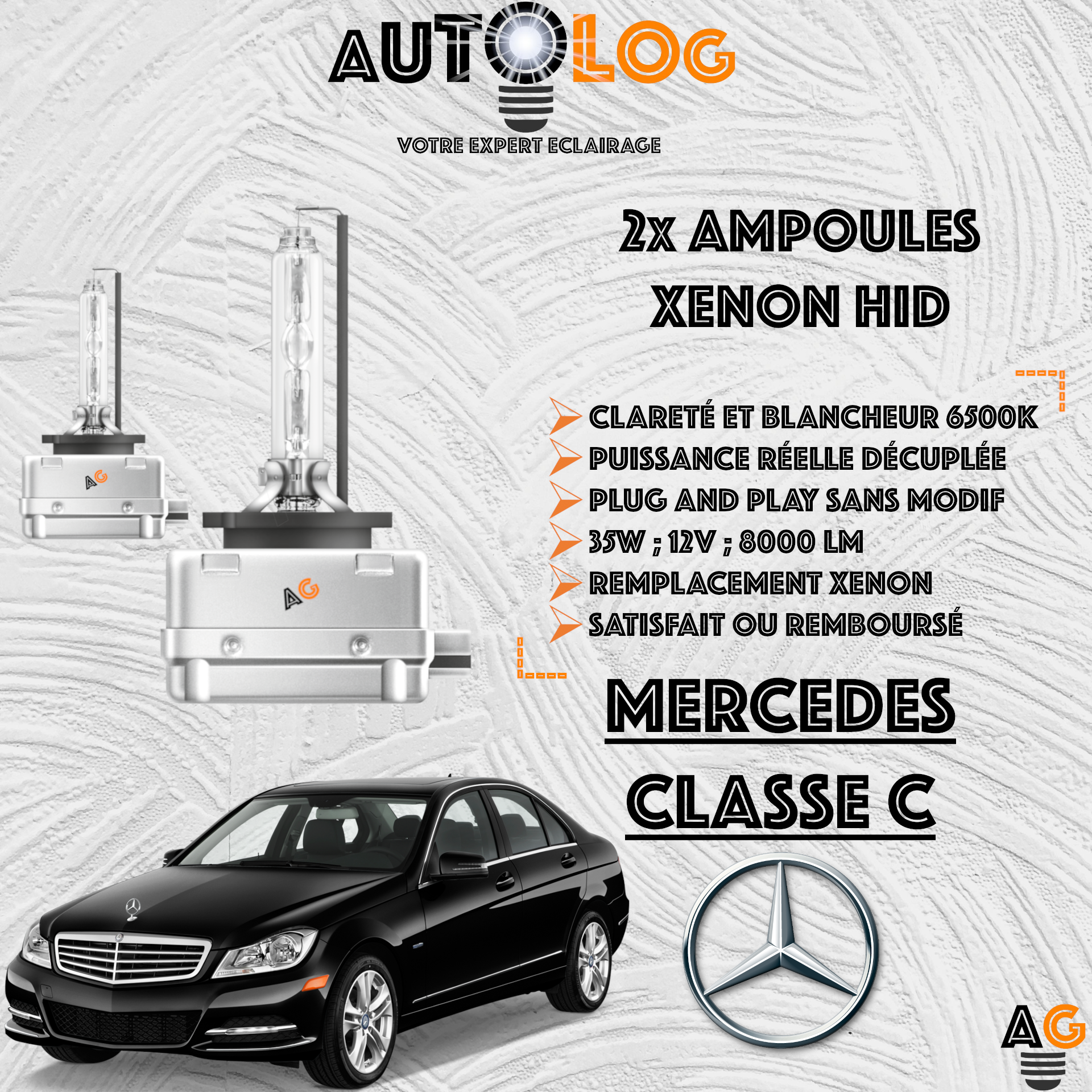 KIT AMPOULE HID XÉNON MERCEDES CLASSE C