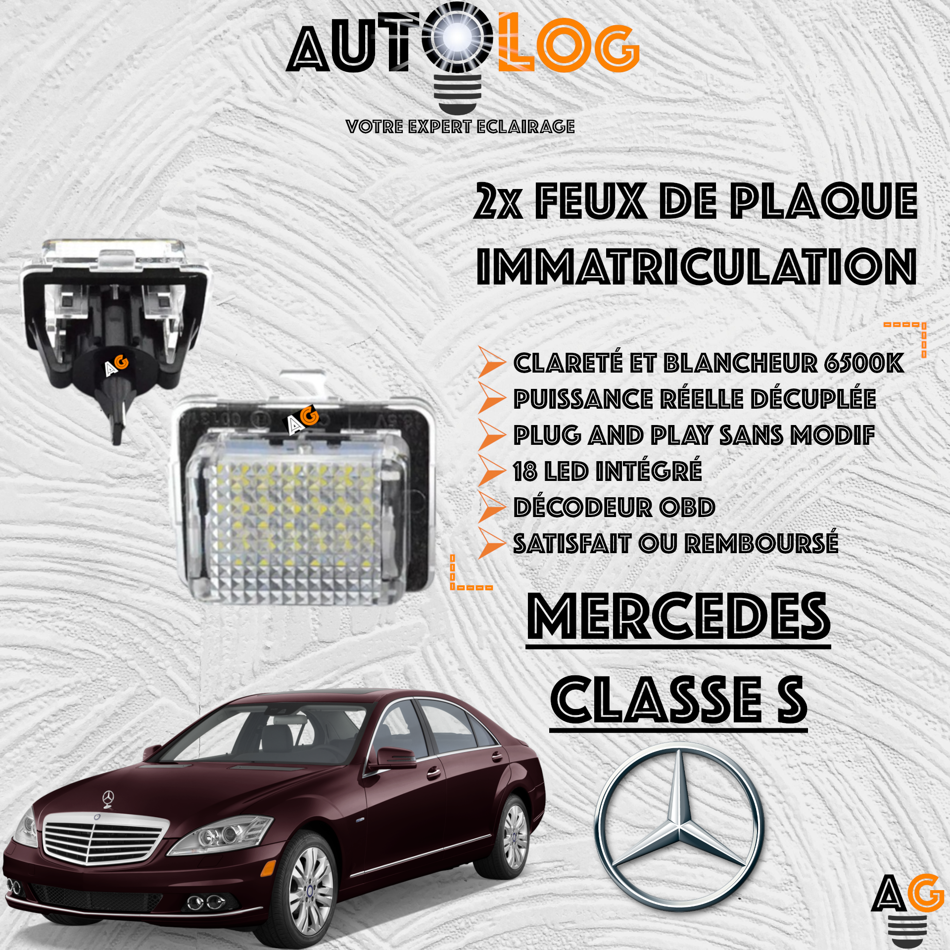 Feux Plaque d'immatriculation LED MERCEDES CLASSE S W221
