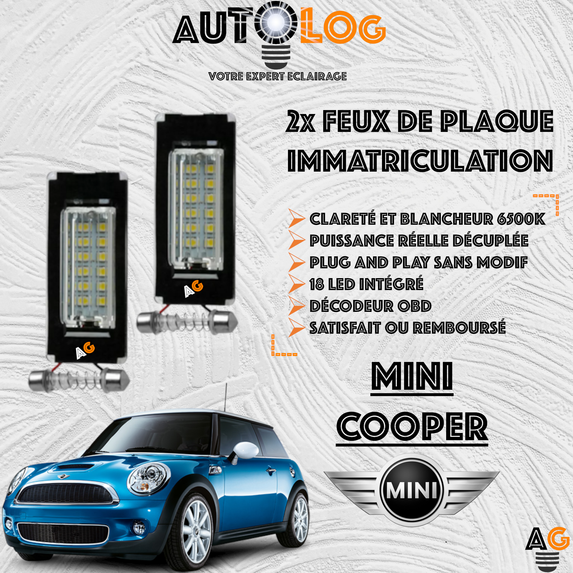 Feux Plaque d'immatriculation LED MINI Cooper