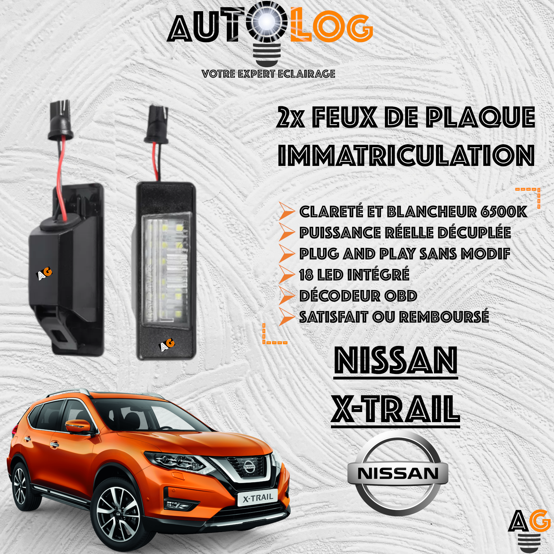 2x Feux de plaque d'immatriculation LED Nissan X-Trail