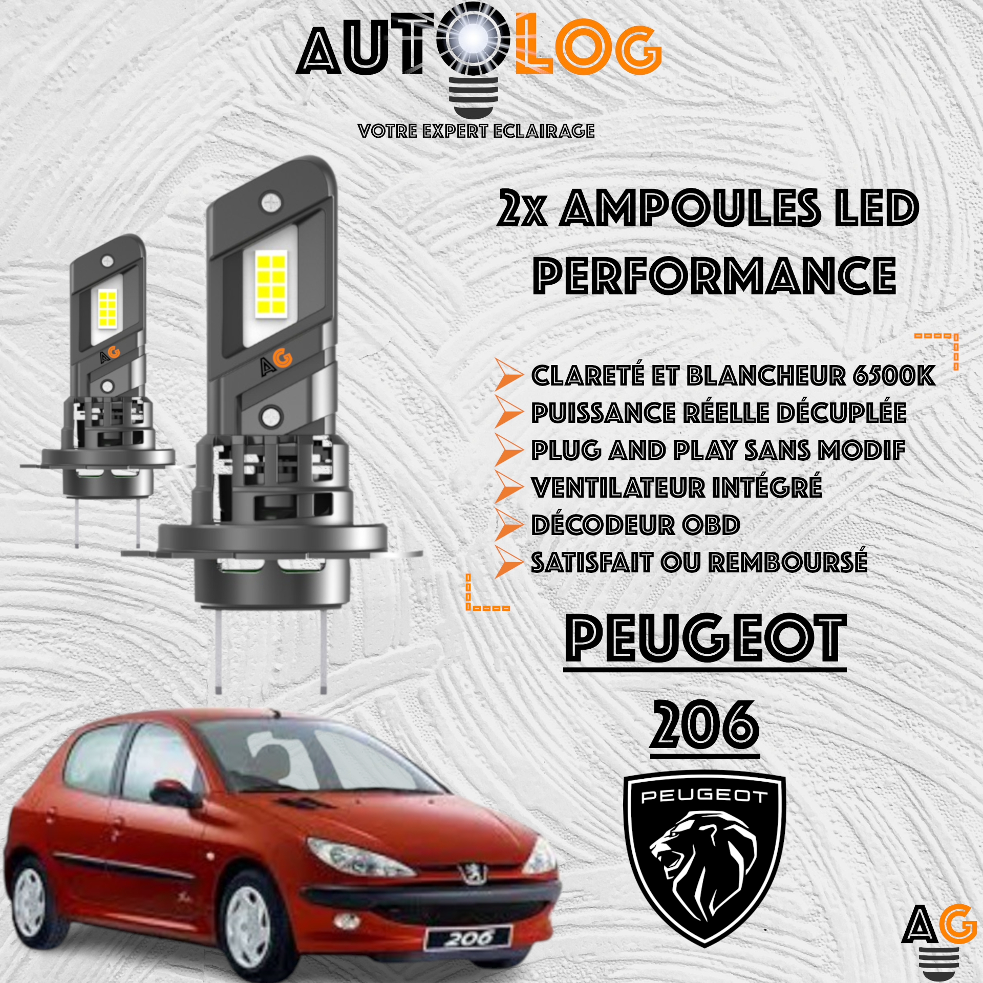 KIT AMPOULE LED PEUGEOT 206