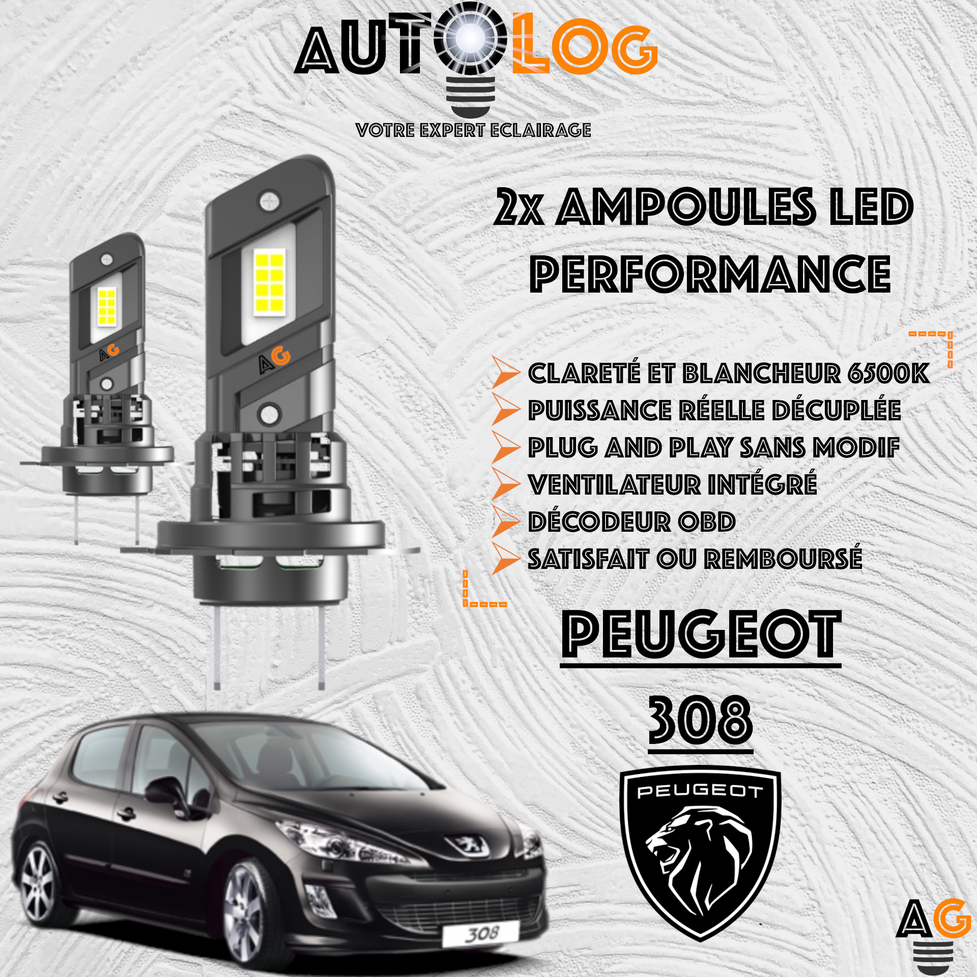 KIT AMPOULE LED PEUGEOT 308