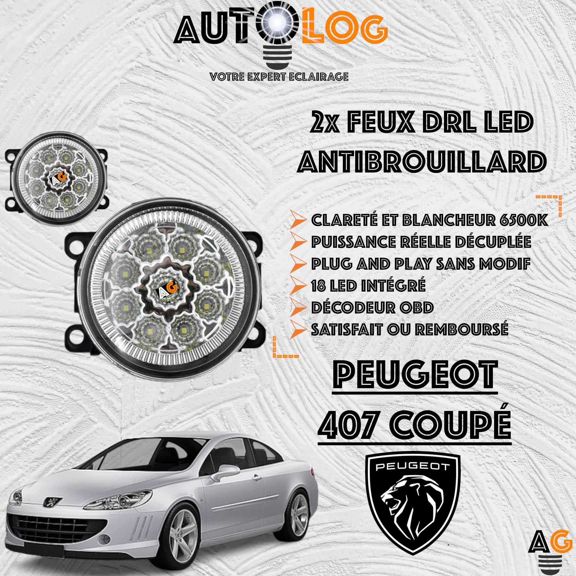 2x MODULES ANTIBROUILLARD LED PEUGEOT 407 COUPÉ