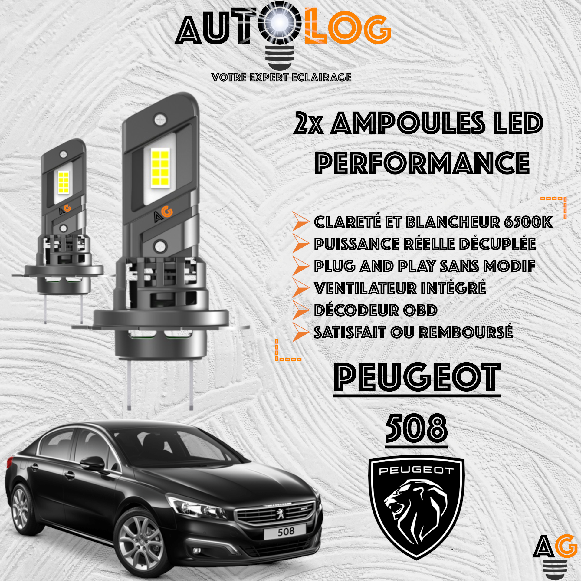 KIT AMPOULE LED PEUGEOT 508