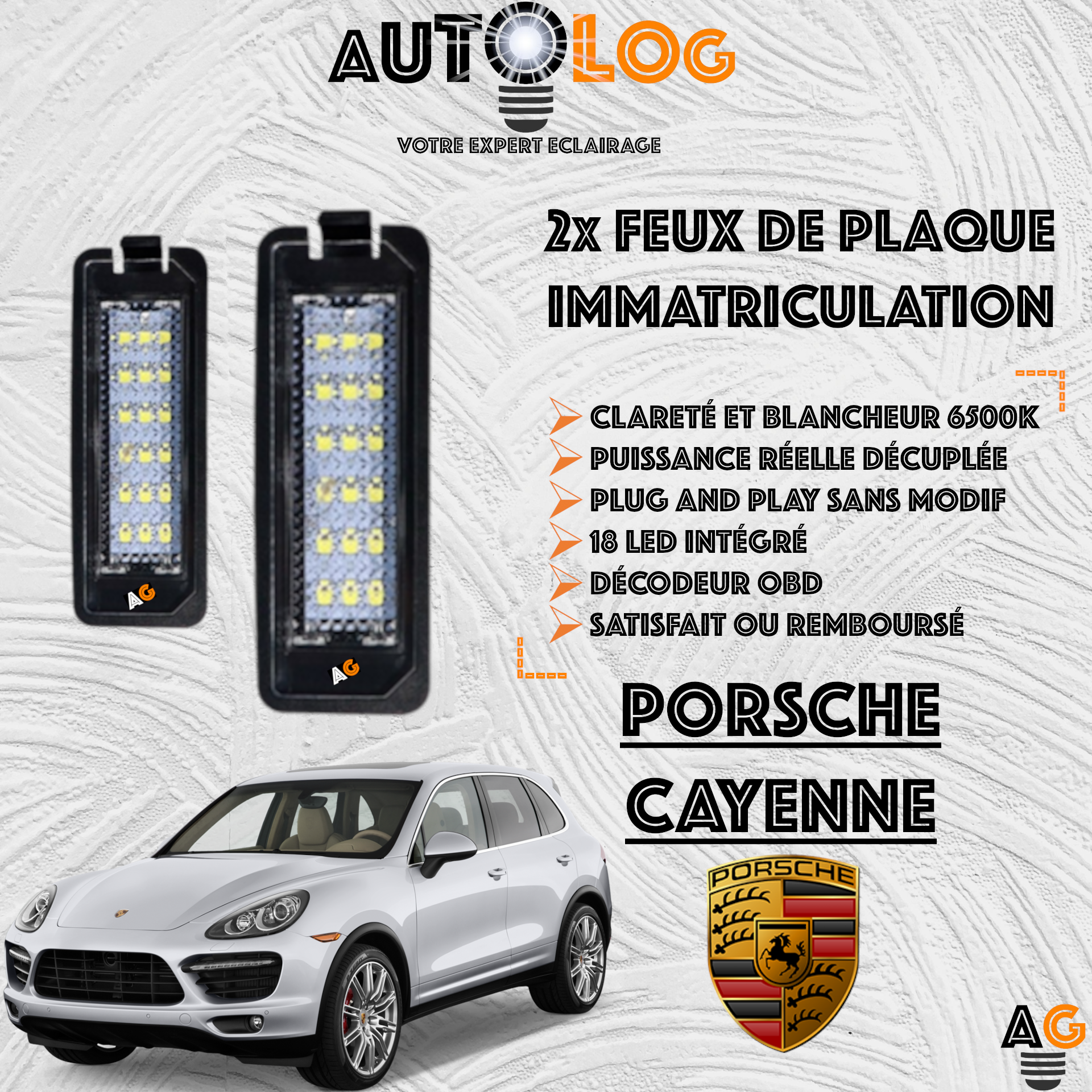 2x Feux Plaque d'immatriculation LED PORSCHE CAYENNE