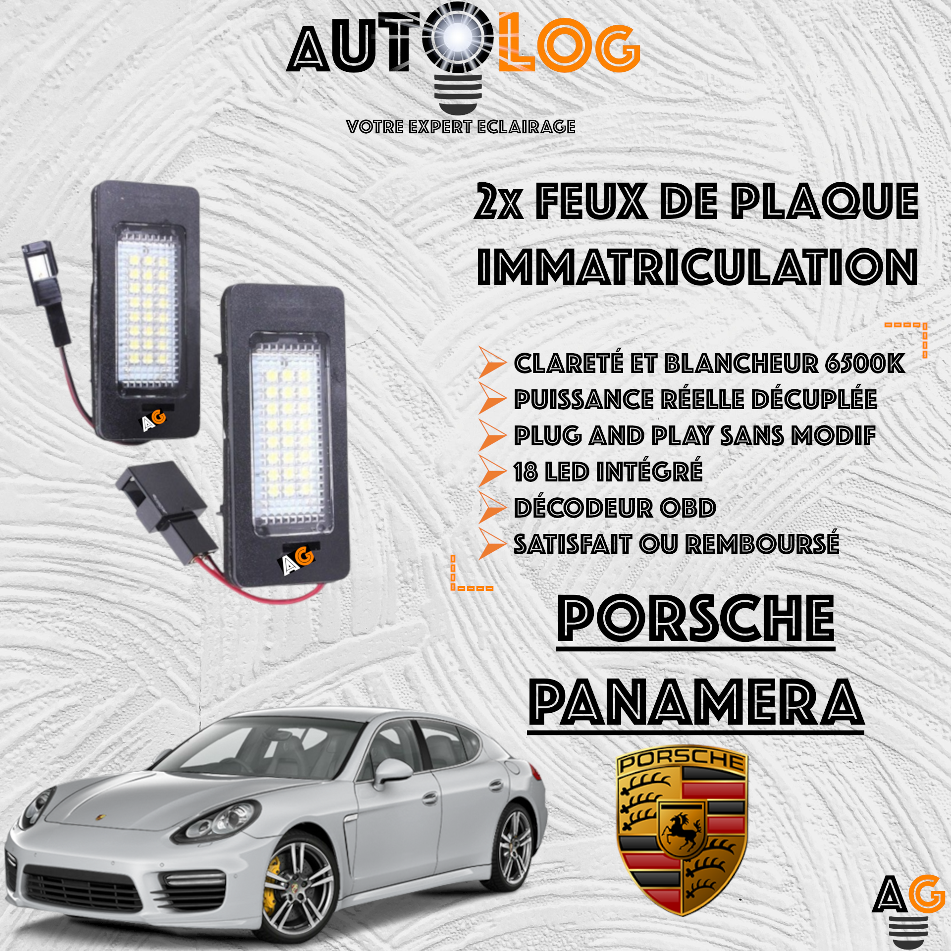 2x Feux de plaque d'immatriculation LED Porsche Panamera