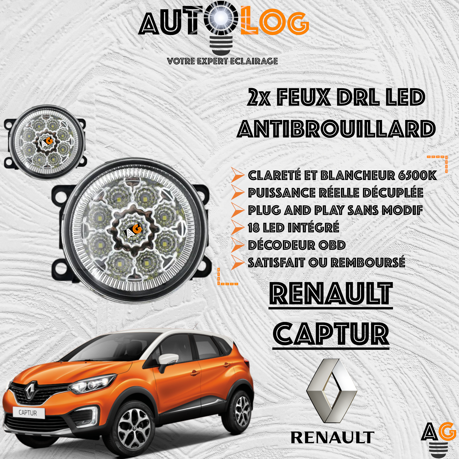 2x MODULES ANTIBROUILLARD LED RENAULT CAPTUR