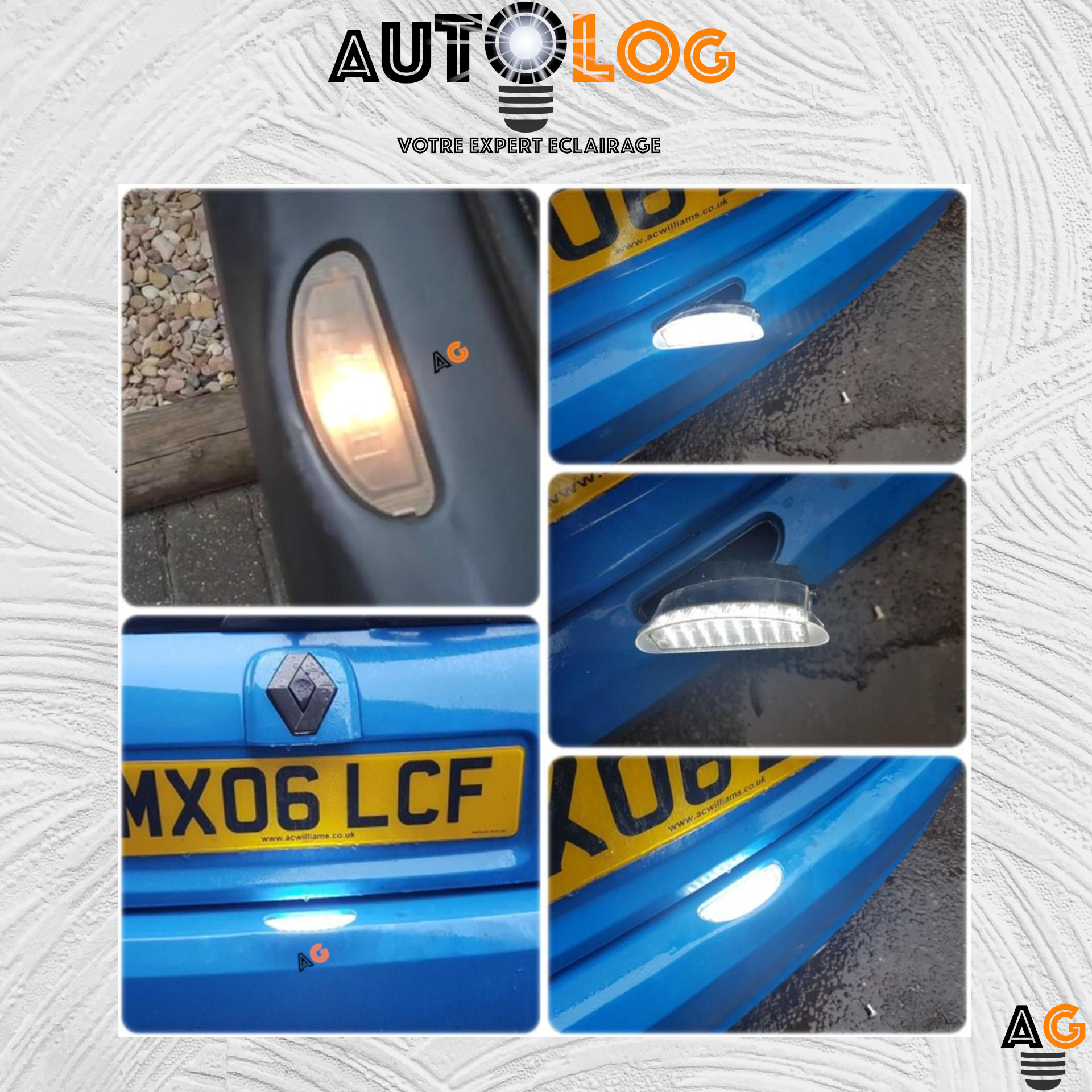 Feux Plaque d'immatriculation LED RENAULT CLIO II