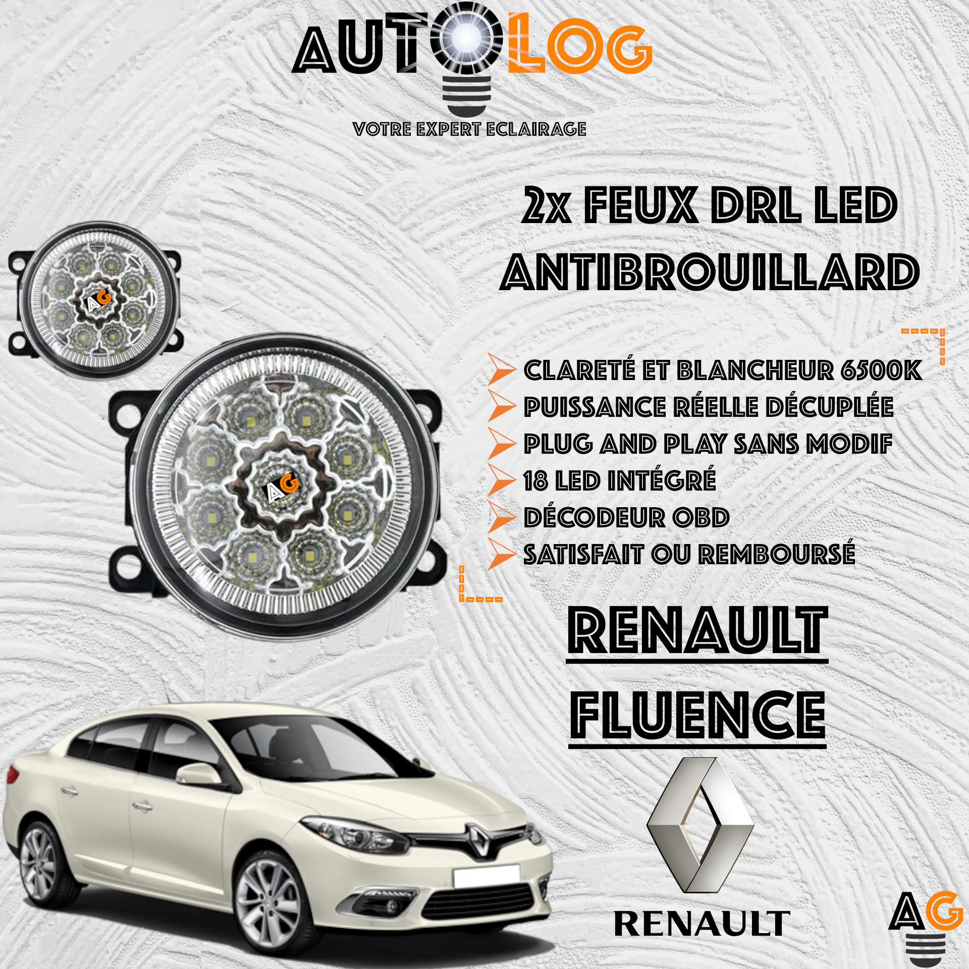 2x MODULES ANTIBROUILLARD LED RENAULT FLUENCE