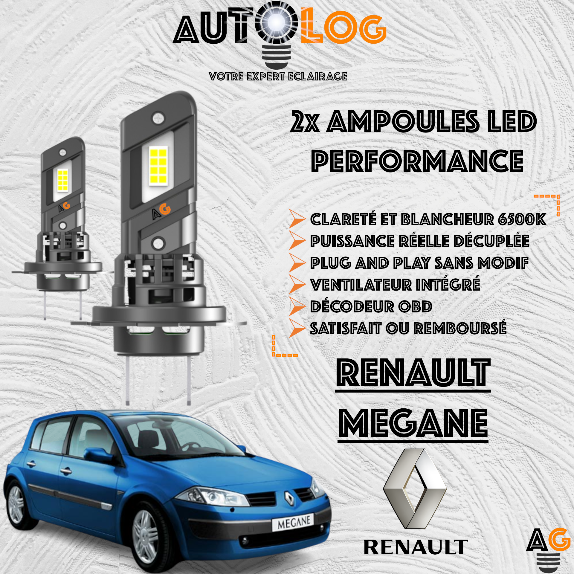 KIT AMPOULE LED RENAULT MEGANE II