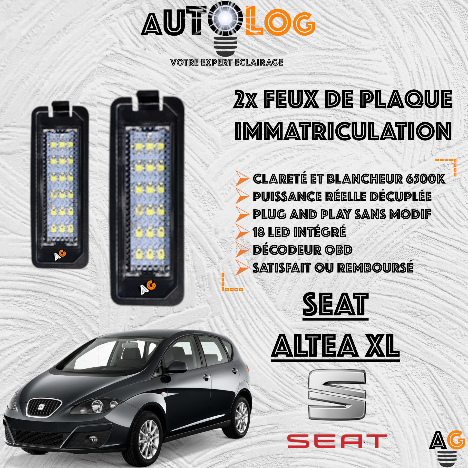 Feux Plaque d'immatriculation LED SEAT ALTEA XL