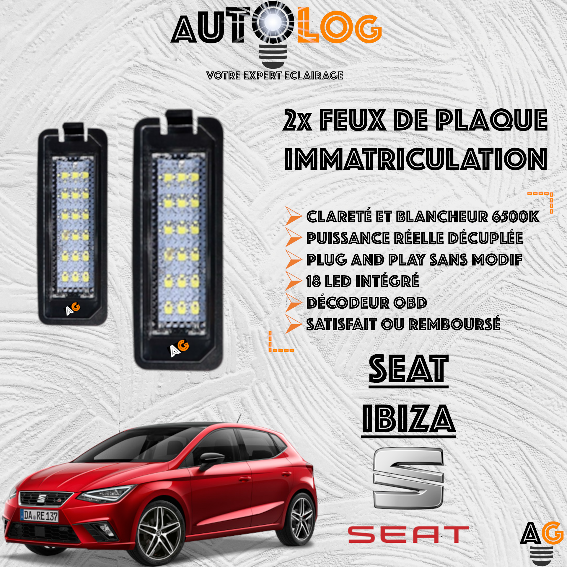 Feux Plaque d'immatriculation LED SEAT IBIZA