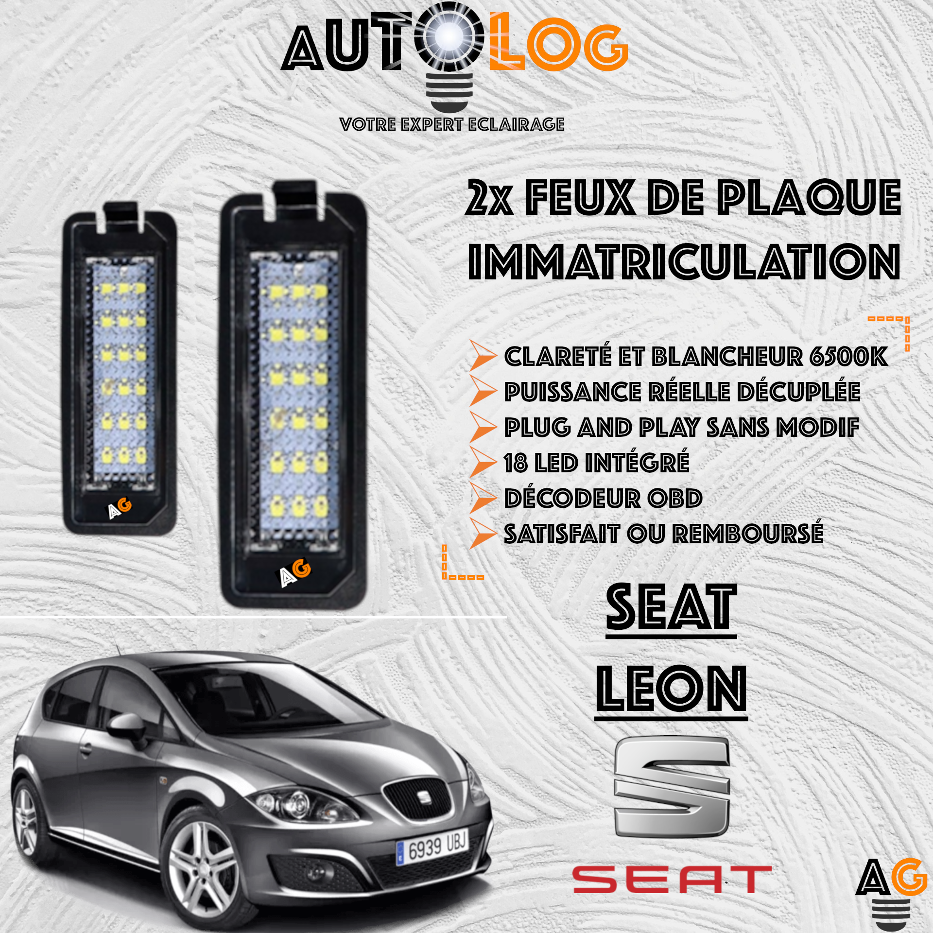 Feux Plaque d'immatriculation LED SEAT LEON II