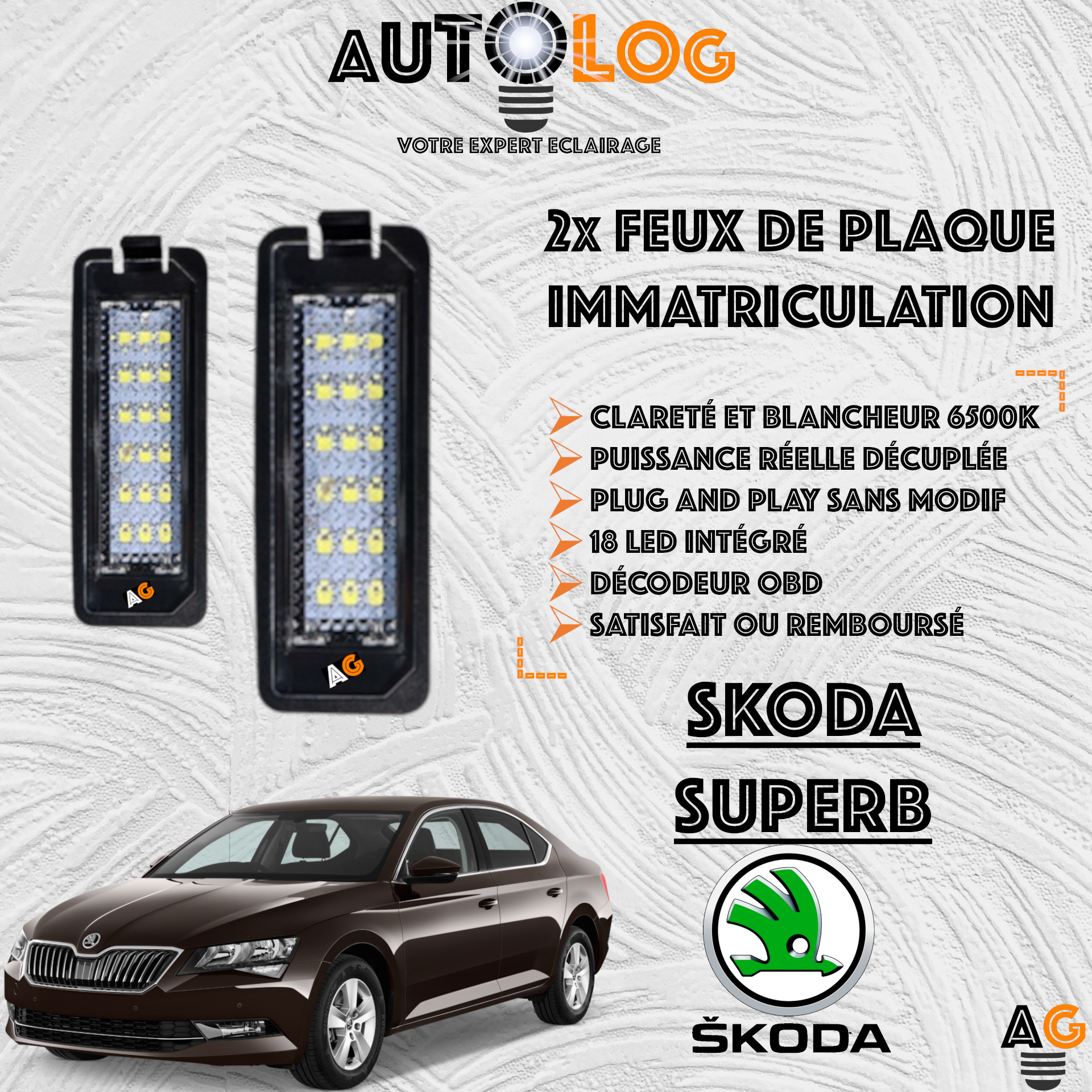 Feux Plaque d'immatriculation LED SKODA SUPERB