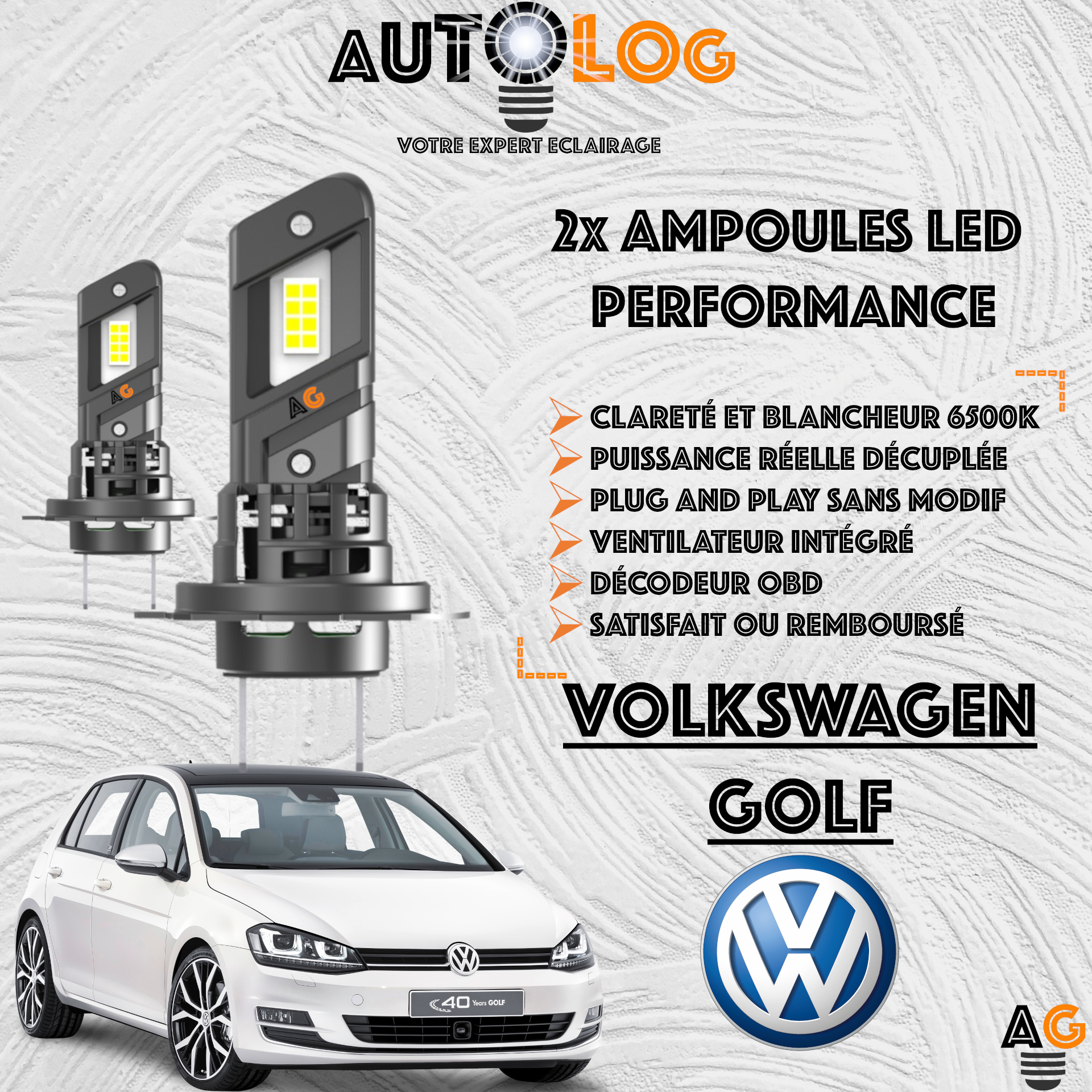 KIT AMPOULE LED VOLKSWAGEN GOLF VII