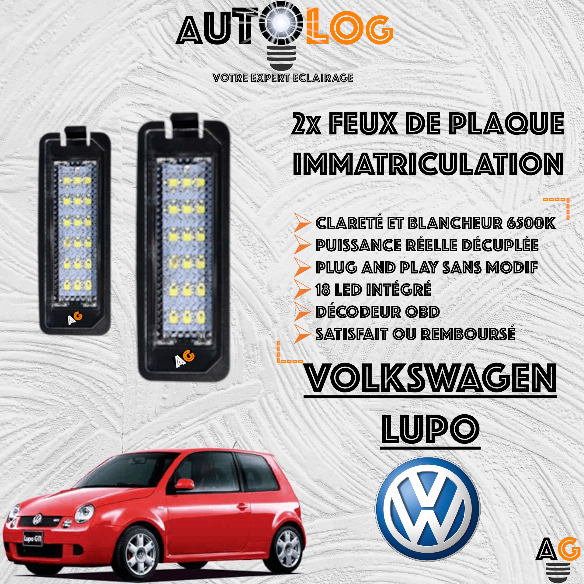 2x Feux Plaque d'immatriculation LED VOLKSWAGEN LUPO
