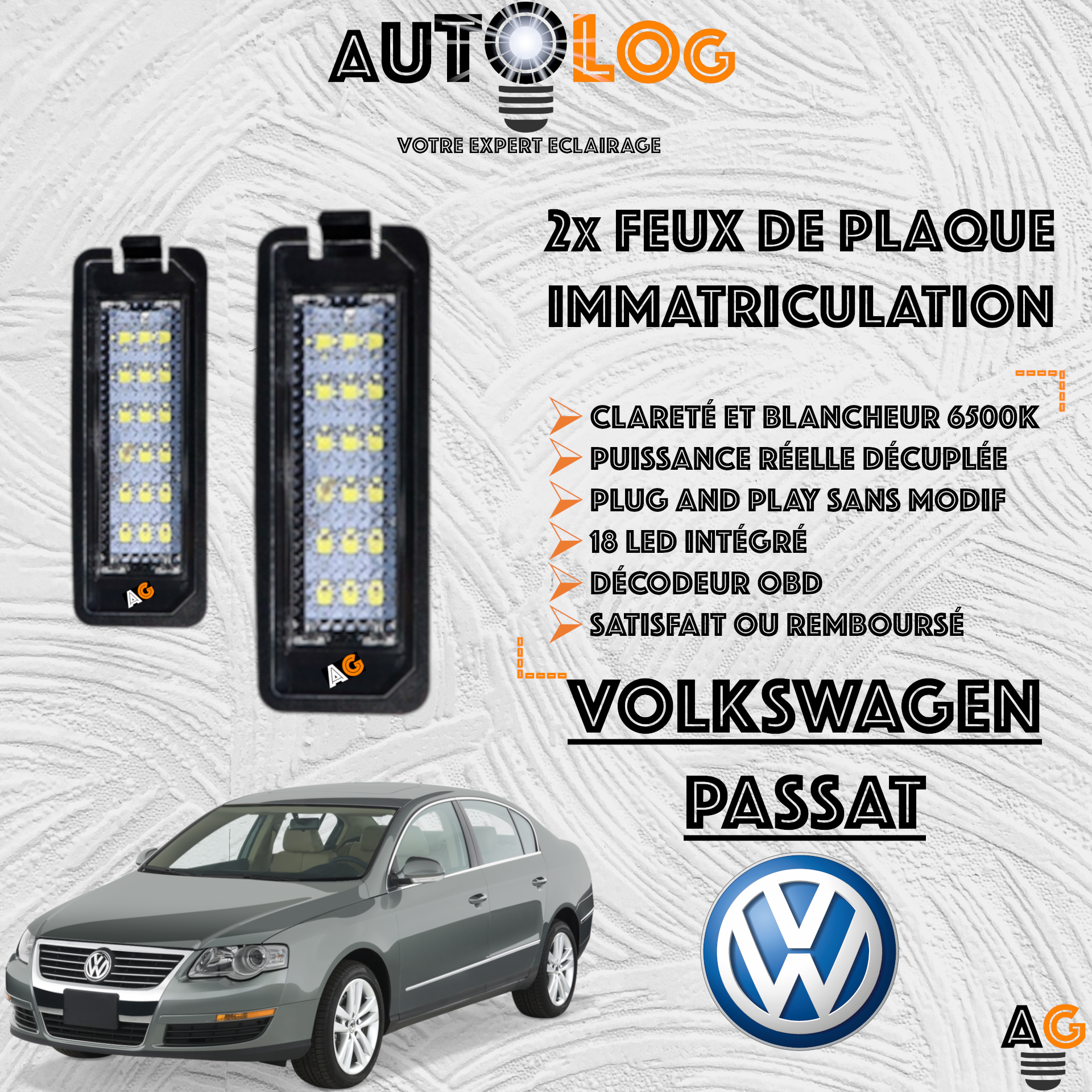 2x Feux Plaque d'immatriculation LED VOLKSWAGEN PASSAT B6