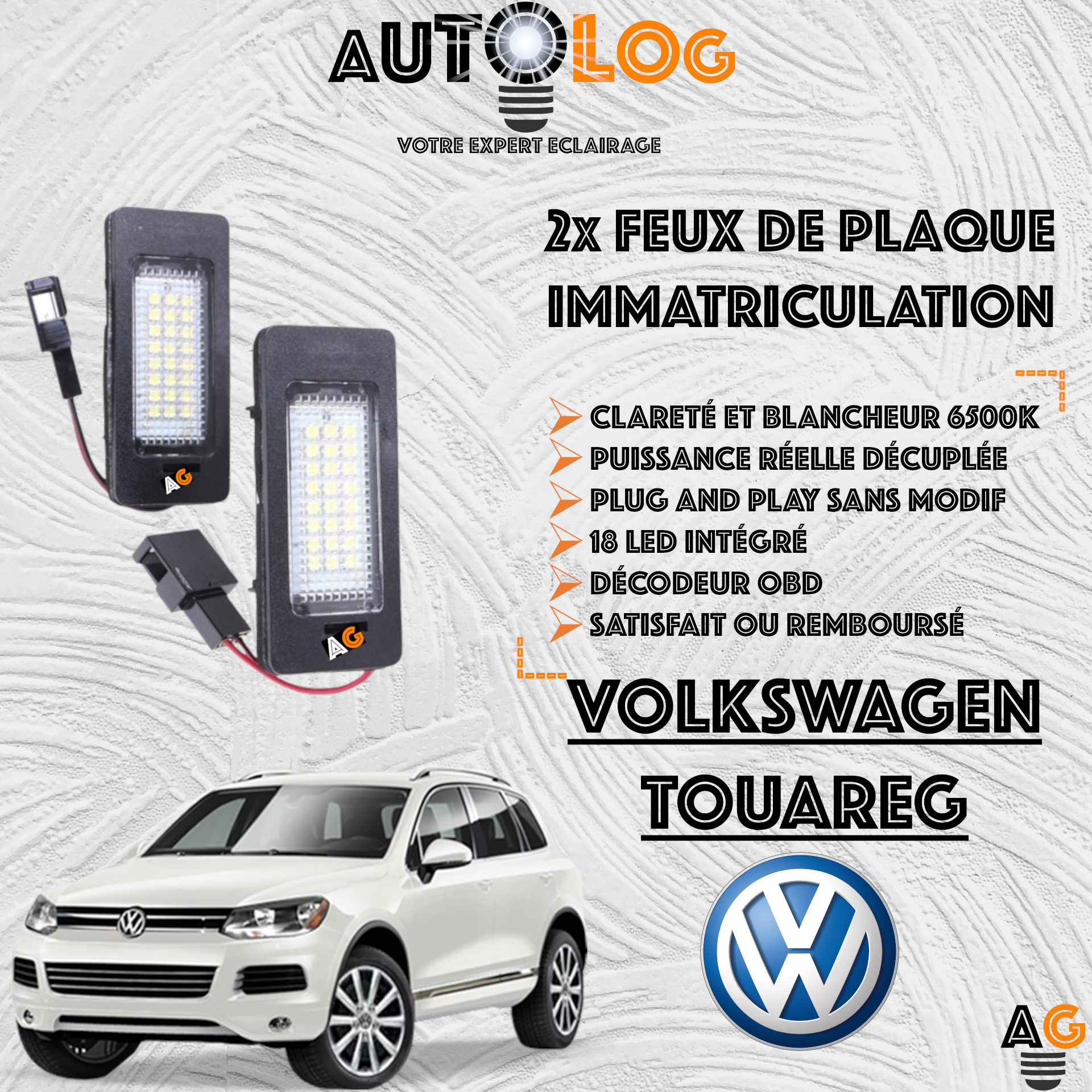 2x Feux de plaque d'immatriculation LED Volkswagen Touareg
